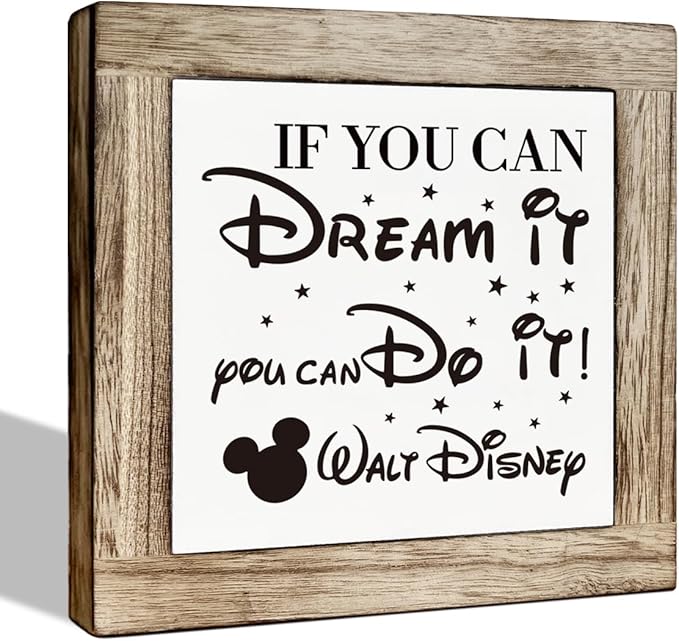 Farmhouse Wood Sign, If You Can Dream It You Can Do It Sign, Wooden Box Sign Plaque, Inspirational Decor, Positive Home Decor, Bedroom Decor, Farmhouse Tabletop Decor for Office Cubicle