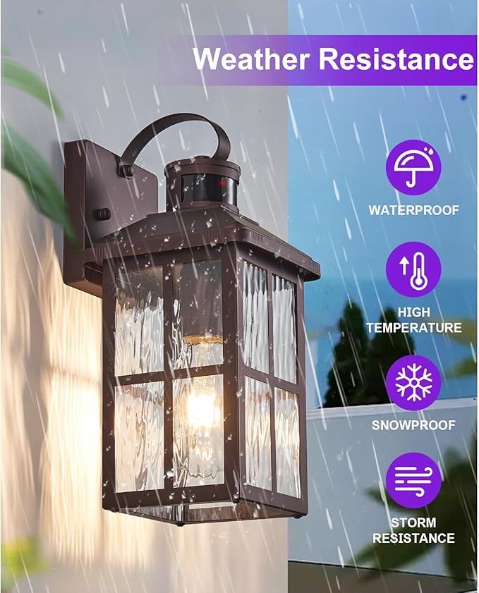 Motion Sensor Porch Light Dusk to Dawn Outdoor Wall Light Bronze Exterior Lighting Fixtures Modern Outside Wall Mount Coach Lamp for House Garage Patio Front Door