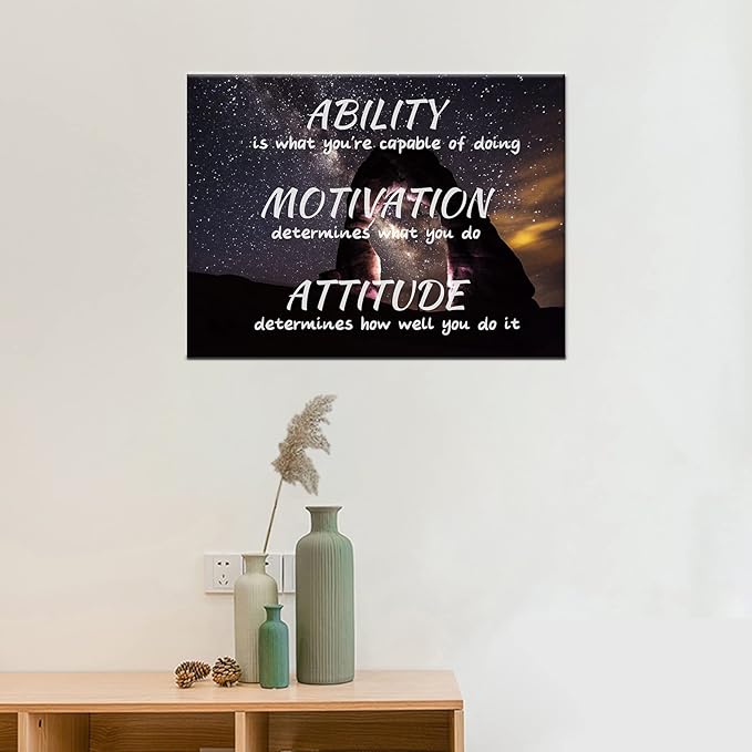 Ability Motivation Posters Wall Art Canvas Painting Attitude Inspirational Pictures Prints Framed Artwork Living Room Office Home Decor Ready to Hang [24''W x 18''H]