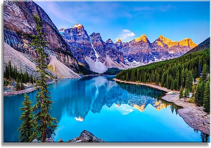 DZL Art S73269 Mountain and Lake Nature Landscape Wall Art House Wall Decoration Set Home Art Picture Home Bedroom Living Room Decoration Kitchen Office Wall Decor