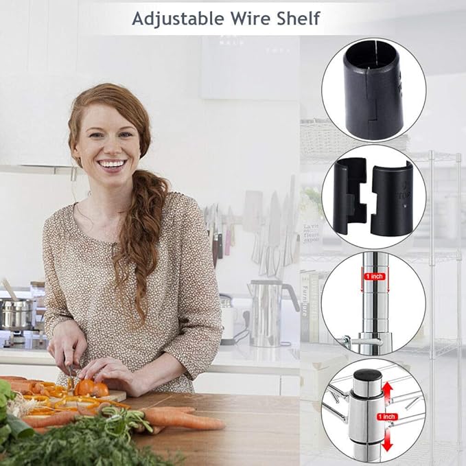 BestOffice | 5-Tier Wire Storage Shelves | 36x14x72 | Black | with Adjustable Racks | Heavy-Duty Metal Shelf, Holds Upto 1000 lbs | No-Tool Assembly | Ideal for Home & Garage Shelving