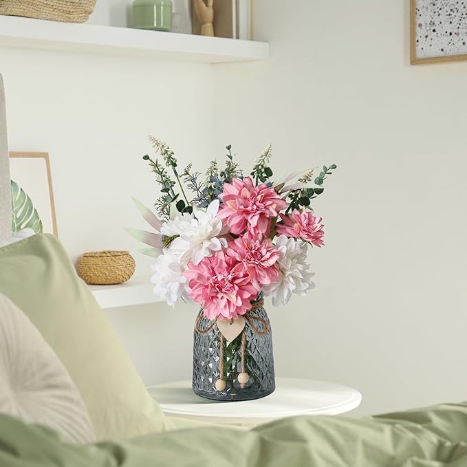 Leftover Faux Flowers in Vase,Artificial Flowers in Vase,Table Centerpieces for Dining Room,Flower Centerpieces for Tables,Fake Flowers,Kitchen Decor,Coffee Table Decor