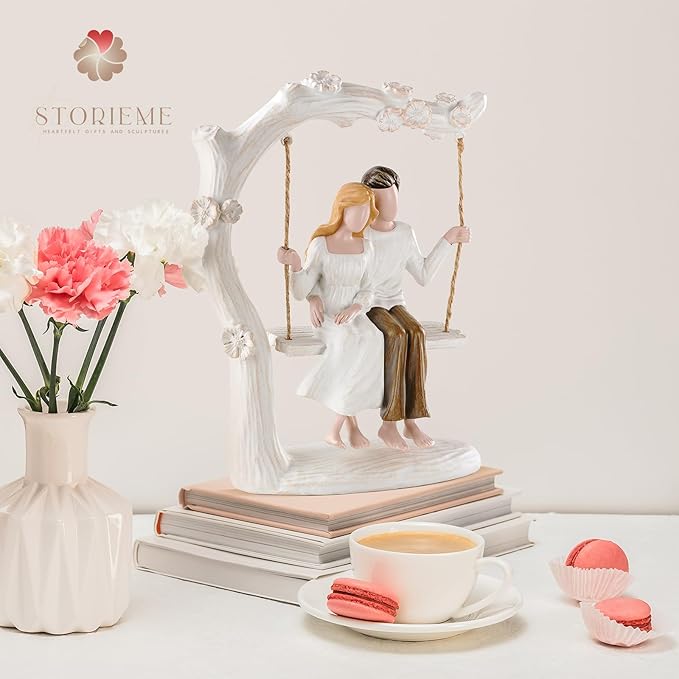 1st Year Gifts for Couple Anniversary Romantic Couples Swing Statue Wedding Engagement Gifts for Him Her Unique Resin Figurine Home Decor