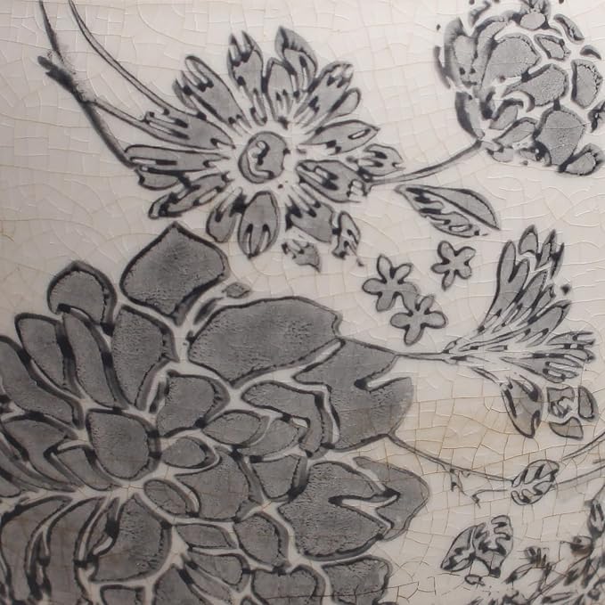 Ceramic Planters for Plants, Plant Pots with Drainage Hole, 6.29in. Flower Pots for Indoor Plants, Vintage Planters & Succulent Pots, Crackle Glaze Finish Plant Pots, Gray