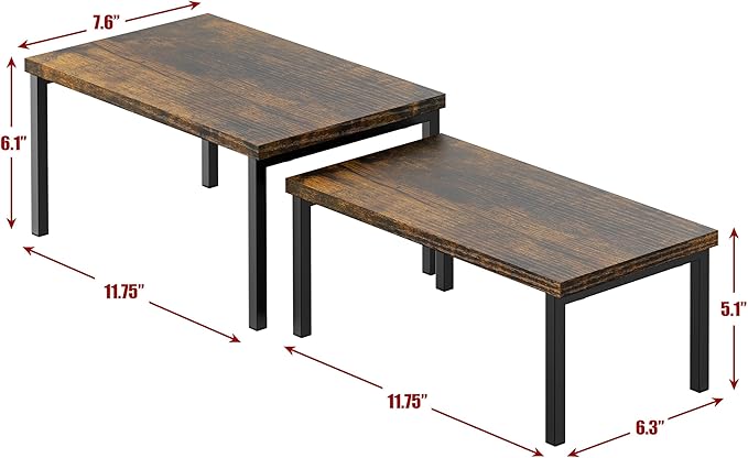 Simple Houseware Wooden Top Expandable Stackable Kitchen Cabinet and Counter Shelf Organizer, Rustic Brown