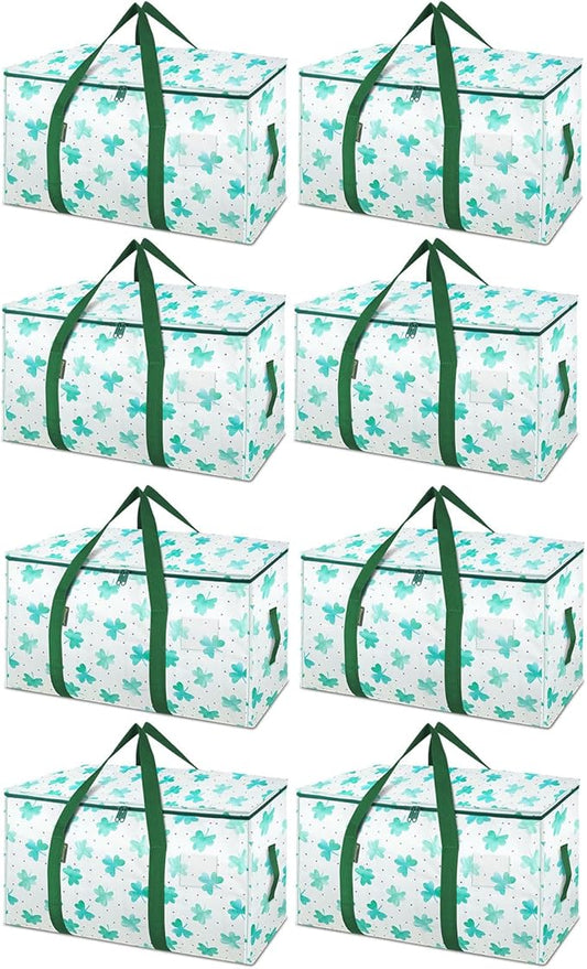 BALEINE 8-Pack Oversized Moving Bags with Reinforced Handles, Heavy-Duty Storage Tote for Clothes, Moving Supplies (Clover, 8-Pack)