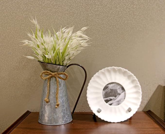 Vintage Galvanized Flower Vase, Farmhouse Decorative Pitcher Vase, Rustic Metal Milk Jug for Home Decor…