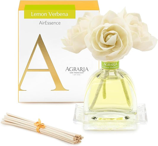 AGRARIA AirEssence Flower and Reed Diffuser Set, Handmade Sola Flower Botanical Home Fragrance Set, Scented Oil Reed Diffuser Gift for All Occasions