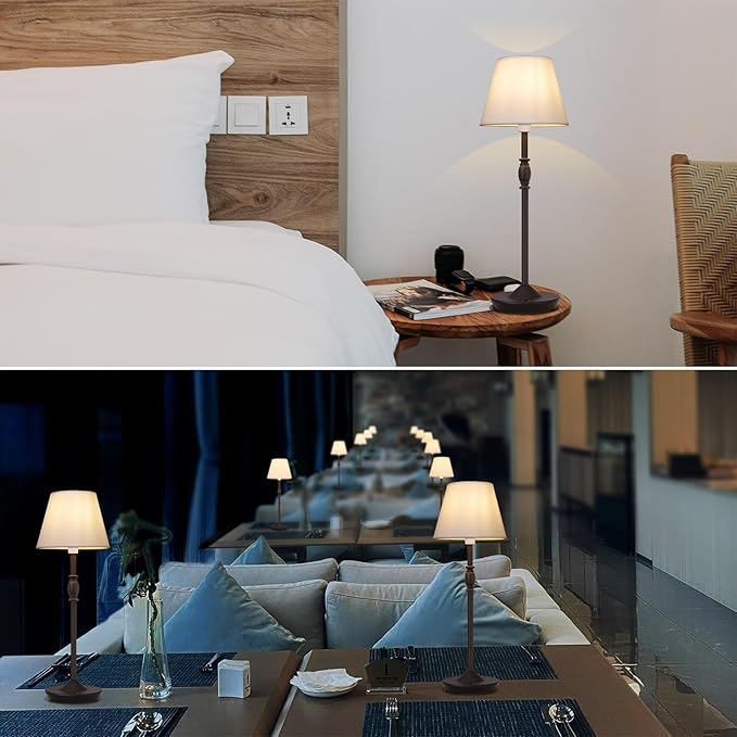 Cordless Table Lamp Portable Small LED Touch Lamp with Dimmer, 18" 2700K Rechargeable Battery Light for Bedside, Dining Room, Bedroom Lamp, Patio, Bar, Night Light, Bathroom (Sand Black)