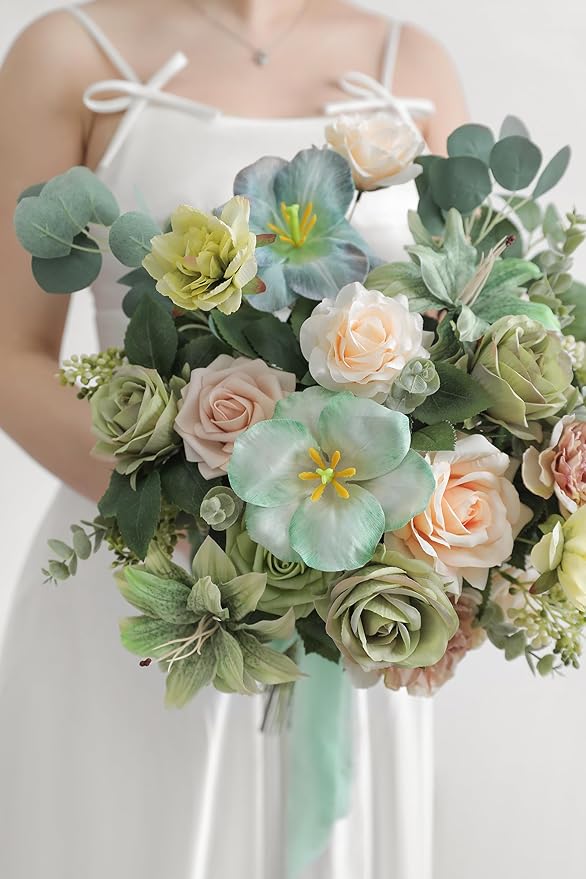 Serra Flora Artificial Flower Combo Fake Peony Rose Silk Flowers for DIY Wedding Bridal Bouquet Centerpieces Arrangements Party Decorations