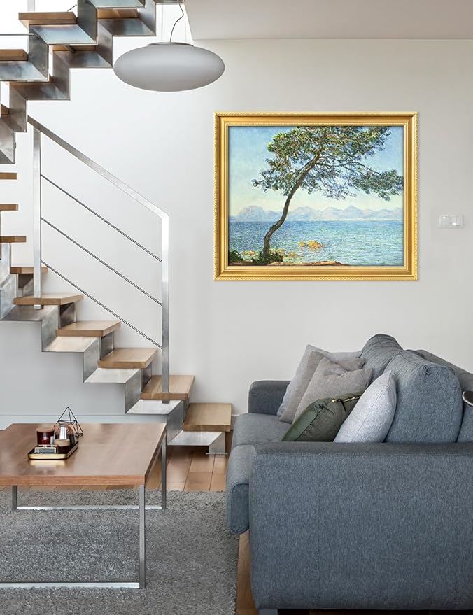 DECORARTS - Claude Monet The Esterel Mountains 1888 Giclee Print with Gold Solid Wood Frame, Impressionist Large Framed Wall Art, Ready to Hang, Framed Size 34.75x28.75, Made in USA