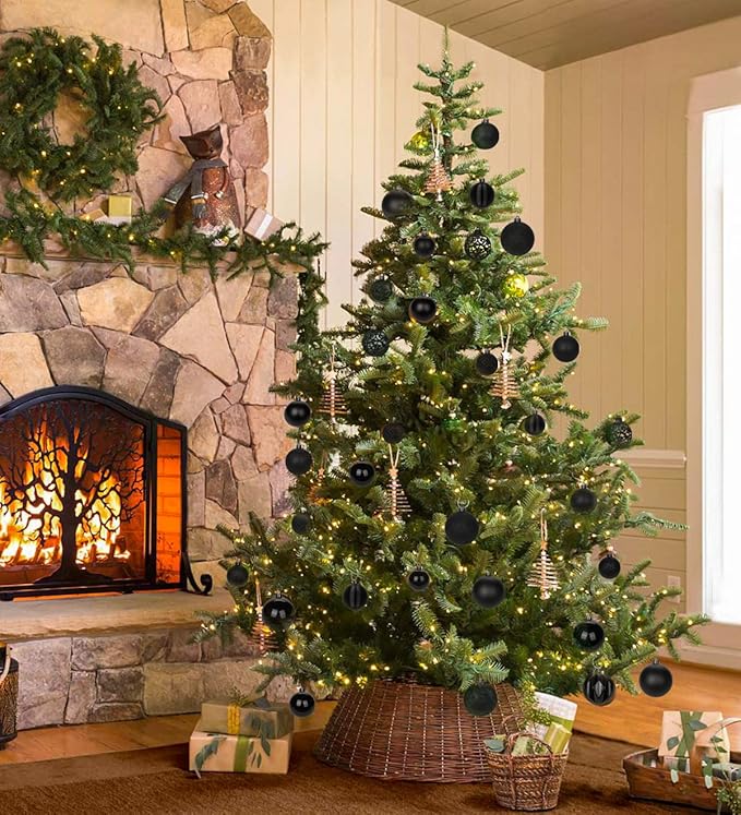 12PCS 3.15" Christmas Ball Ornaments Shatterproof Black Christmas Tree Decorations Xmas Tree Balls Halloween Ornaments Décor