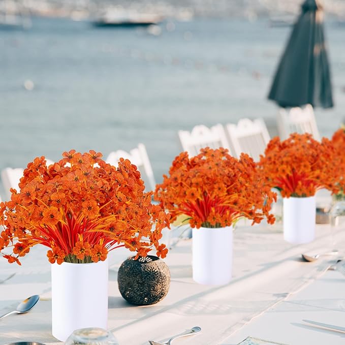 20 Bundles Artificial Fall Flowers No Fade Faux Autumn Plants Fake Flowers No Fade Faux Plastic Plants Thanksgiving Harvest Decoration (Fall Red)