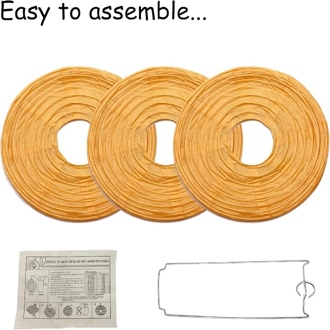 Handmade Decorative Chinese Japanese Hanging Paper Lanterns 24pcs Assorted Sizes 6", 8", 10", 12" Mixture Colors Decoration for Home, Weddings and Parties Lanterns (All Orange)