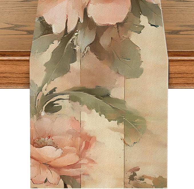 ANNA QUEEN Flowers Table Runner 13 x 72 Inch for Dining Table, Table Runner for Seasonal Autumn Kitchen Dining Table Decoration for Home Party Decor Thanksgiving Harvest
