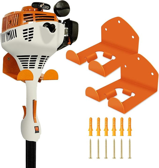 Garage Organization Weed Eater Holder Shed Organizer, Trimmer Rack Garden Power Tool Hanger for Grass Lawn Mower, 2 Pack