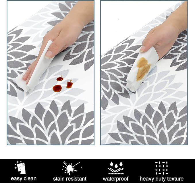 HEBE Anti Fatigue Kitchen Rug Sets 2 Piece Non Slip Kitchen Mats for Floor Cushioned Kitchen Rugs and Mats Waterproof Comfort Standing Mat Runner for Kitchen,Home Office,Sink,Laundry