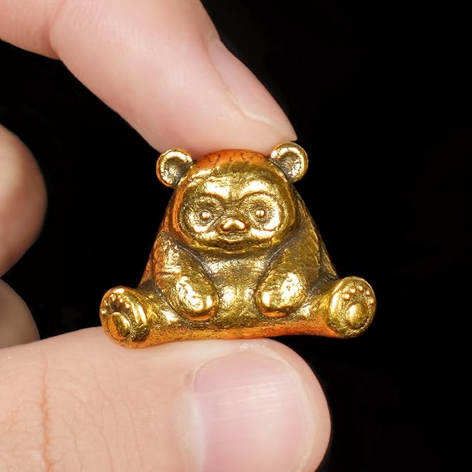 Retro Handcrafted Sitting Panda Ornament - 100% Solid Brass Decor Adorable Chubby Panda Sculpture in Resting Pose Vintage Style Collectible Art Piece Unique Gift for Panda Lovers & Nature Enthusiasts