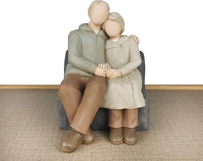 Couple Anniversary Sculpted Hand-Painted Figure Gifts Husband and Wife Wedding Figurine Gift, Happy 10th - 80th Anniversary Statue for Him and Her Together