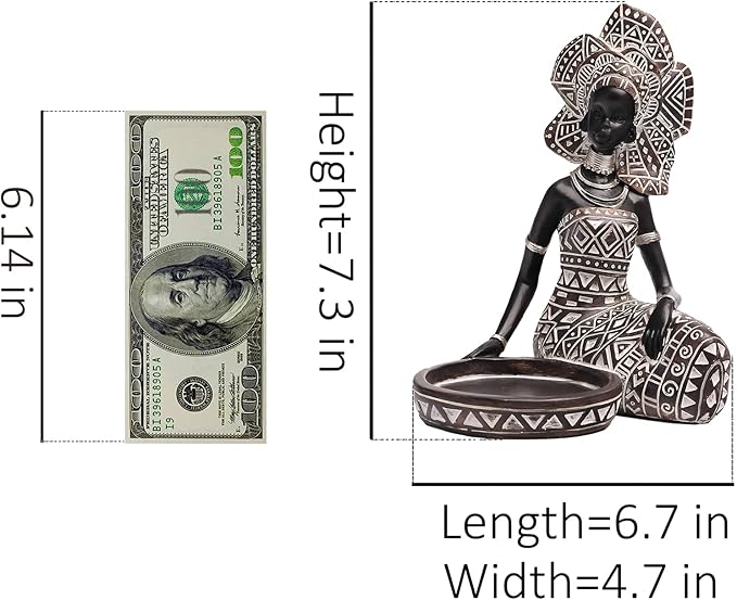 African Lady Figurine Candle Holder with African Tribal Totem for Wedding,Church,Holiday Decor-African Decorative Women Statues, Candlestick Holder for Home and Table Decor(754-Brown)