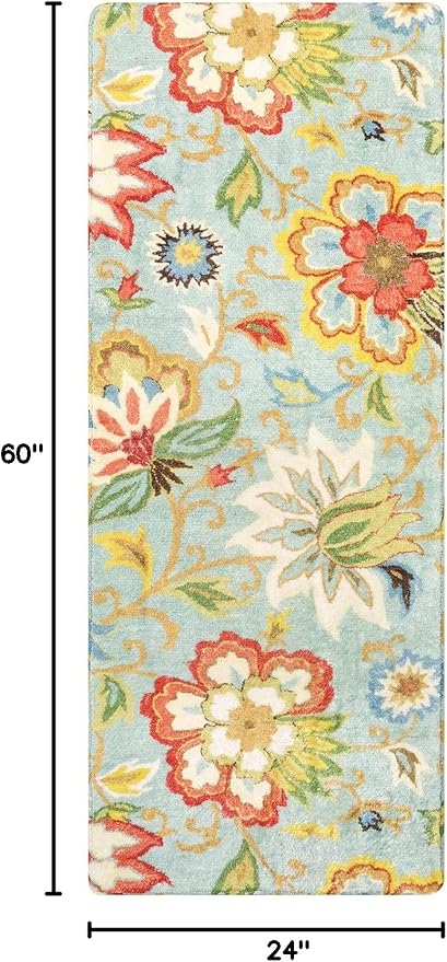 Lahome Floral Hallway Runner - 2x5 Washable Non-Slip Low-Pile Kitchen Rug, Laundry Room, Soft Paisley Print Modern Indoor Carpet Runner for Entryway Living Room, Bathroom Entrance