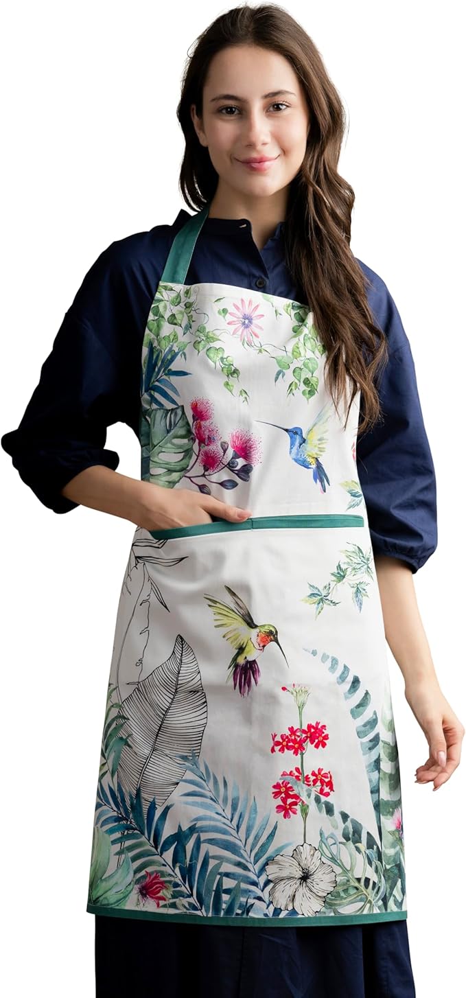 Maison d' Hermine 100% Cotton Apron for women with Pocket Kitchen Chef Apron for Men Cooking Gardening Server Waitress