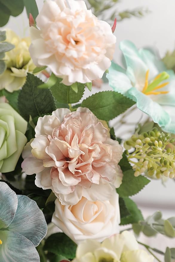 Serra Flora Artificial Flower Combo Fake Peony Rose Silk Flowers for DIY Wedding Bridal Bouquet Centerpieces Arrangements Party Decorations