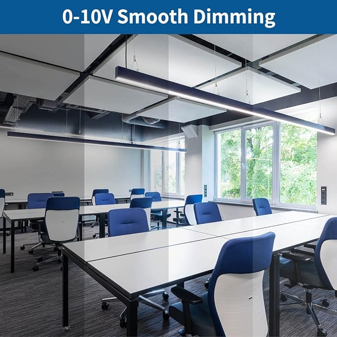 DAKASON 4FT LED Linear Lights 35W Down 15W Up Light, 4 Feet Commercial Shop Lighting for Office, 3/4/5000K Selectable, Dimmable Suspended 4’ Architectural Fixture for Gym, Retail, 4 Pack Black