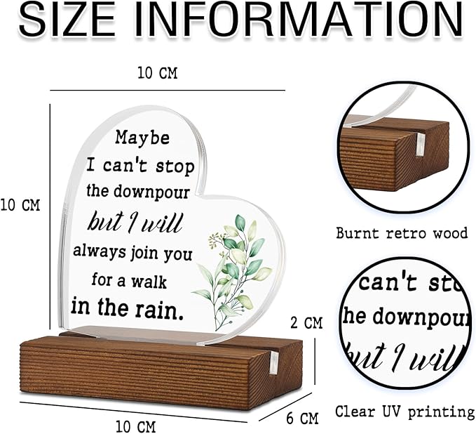 XA318 Acrylic Sign Plaque - Maybe I Can't Stop The Downpour, Tough Time Gift for Her, Get Well Gift for Women, Home Office Decor