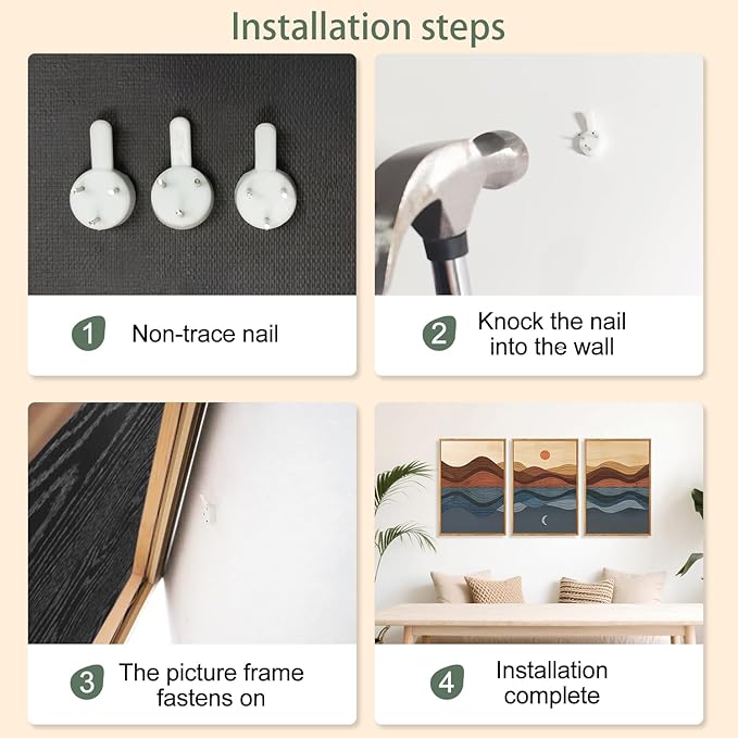 CHDITB Sunrise Moon Landscape Framed Canvas Wall Art, Nature Mountain Sea Wall Decor, Minimalist Artwork Abstract Waves Line Painting, Vintage Prints For Living Room Beach House Office-16 x24 x3