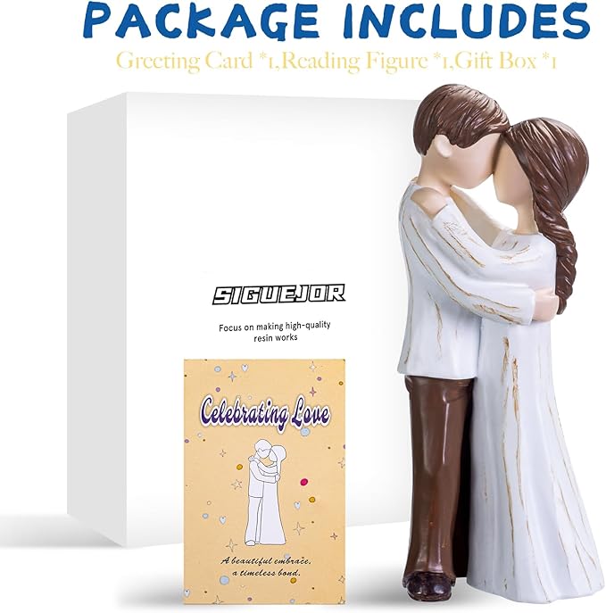 Birthday Gift for Couple, Timeless Love, Hand-Painted Resin Sculpture of Embracing Husband and Wife, Perfect for Couples and Family Celebrations