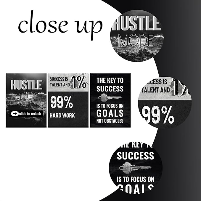 Inspirational Canvas Wall Art Framed Motivational Quotes Modern Home Decor 3 Pieces Posters Print Inspiring Painting Artwork for Bedroom Bathroom Wall Decoration Stretched and Framed [36''W x 16''H]