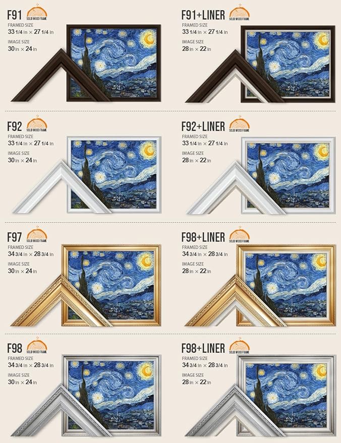 DECORARTS - Starry Night, Vincent Van Gogh Art Reproduction. Giclee Print w/Bronze Frame&Mat for Wall Decor. Picture Size: 30x24