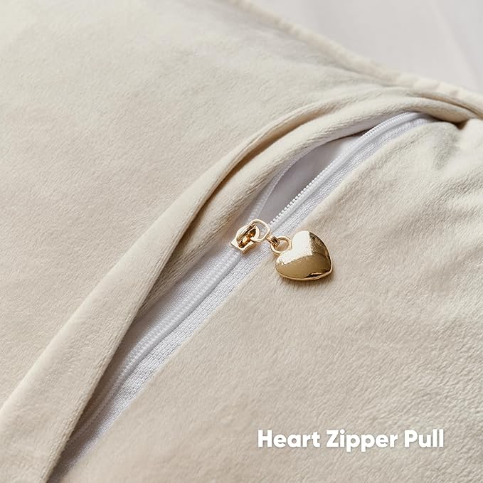 FUTEI Cream Decorative Throw Pillow Covers 24x24 Inch Set of 2,Soft Chenille Tweed Textured Euro Pillow Shams,Modern Home Decor for Couch Bed Living Room