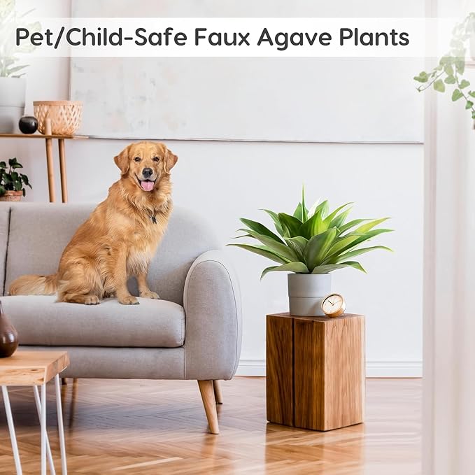 Velener Artificial Agave Plant,18 Inch, Faux Aesthetic Plants for Home Decor, Realistic UV Resistant Fake Agave Plants Without Pot, Set of 1