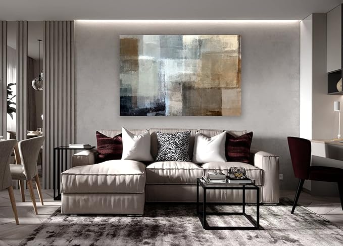 Baisuart A61269 Canvas Prints Abstract Wall Art Print Paintings Grey and Brown Stretched Canvas Wooden Framed for Living Room Bedroom and Office Home Decor Artwork XLarge 24x36inch