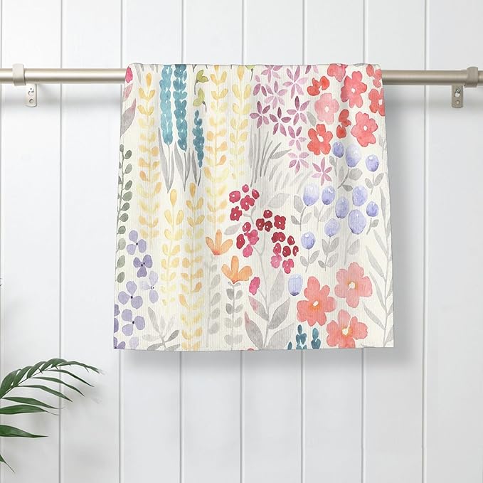 Spring Kitchen Towels 16x24 Inch Colorful Flowers Decor Dish Towels Floral Watercolor Wildflower Summer Seasonal Decoration Hand Towels Absorbent Dish Cloths for Home Kitchen Dining Set of 2