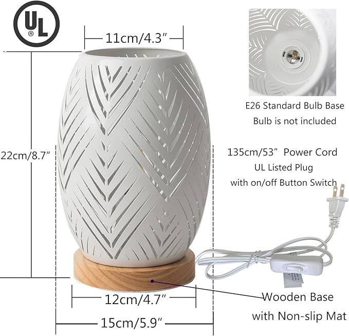 OuXean Modern Table Lamp, E26 60W Night Light Metal Hollow Table lamp for Bedroom Living Room Home Decor Office Restaurant Bar (Without Bulb)