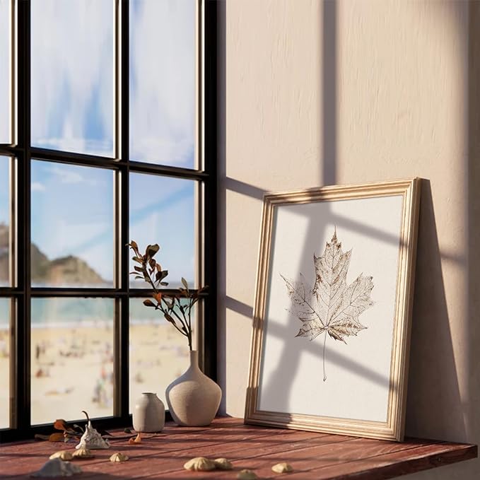 RETRART Vintage Maple Leaf Wall Art, Antique Maple Leaf Sketch Art - Botanical Drawing - Summer Farmhouse Decor, 8" x 10" Unframed Canvas Prints for Bedroom Living Room Bathroom Wall Decor