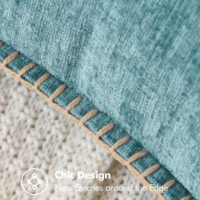 MIULEE Pack of 2 Couch Throw Pillow Covers 16x16 Inch Smoke Blue Farmhouse Decorative Pillow Covers with Stitched Edge Soft Chenille Solid Dyed Spring Pillow Covers for Sofa Bed Living Room