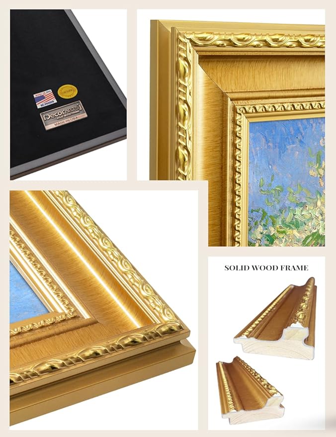 DECORARTS - Vincent van Gogh's First Steps (After Millet), Museum-Quality Giclee Canvas Print in Gold Solid Wood Frame, 34.75 x 28.75 in, Ready to Hang, Made in USA
