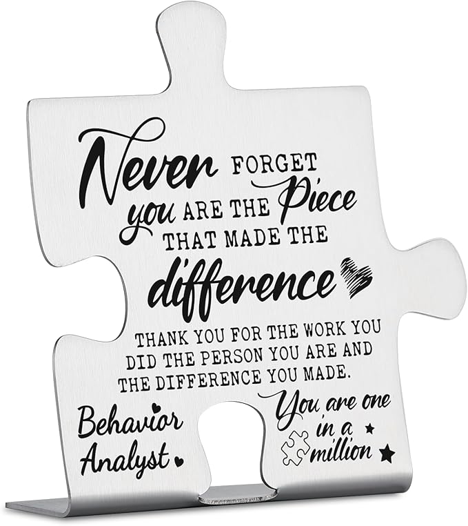 Behavior Analyst Gifts, Thank You Appreciation Gifts for Behavior Analyst Week Birthday Christmas Office Desk Decor Puzzle Piece Decorative Signs Plaques YCC33
