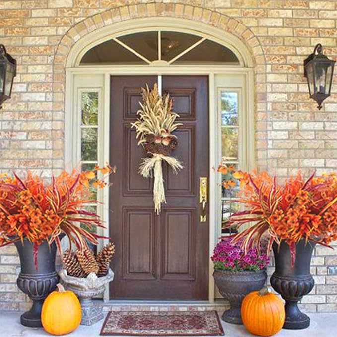 GTIDEA 19 Bundles Outdoors Artificial Fall Flowers Fake Fall Plants for Outdoor Fall Decor UV Resistant Faux Mum Plants Plastic Flowers Bushes for Outside Planter Porch Window Box Patio Home Decor