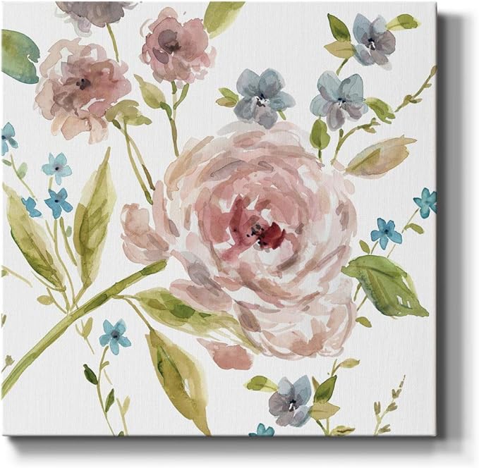 Wexford Home Square Premium Gallery Wrapped Canvas Flower Multicolor Wall Art Abstract Floral Romance Modern Pictures Print for Home Office, Ready to Hang, summer whisper II, 24x24