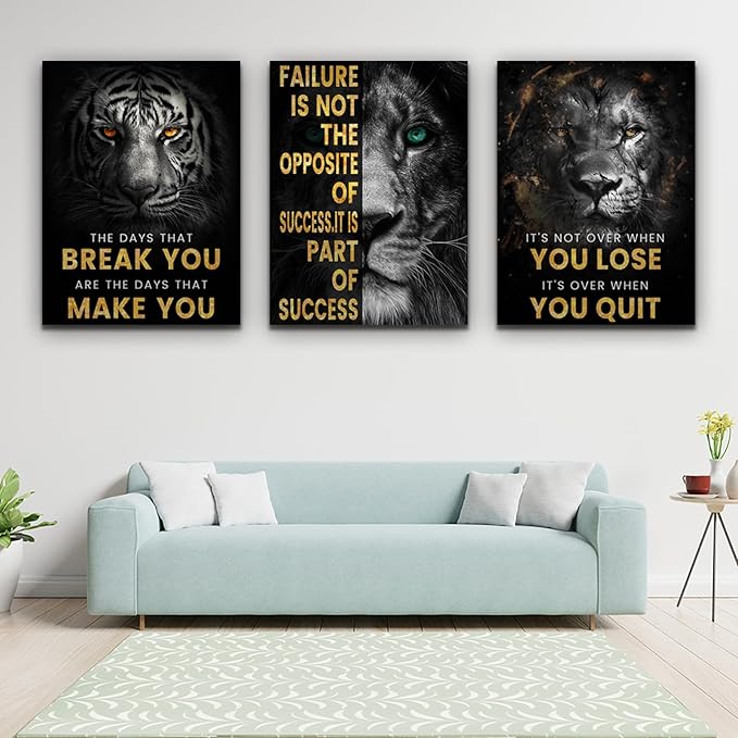 Inspirational Motivational Wall Art - Framed Posters & Canvas Wall Paintings for Living Room, Office, Bedroom - 48"W x 24"H