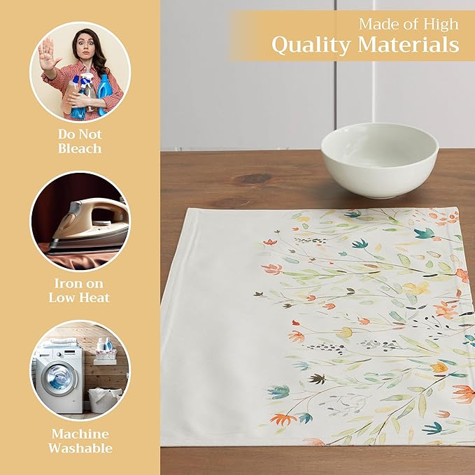 Maison d' Hermine Placemats Set of 4 100% Cotton Washable Cloth Place Mats, Reusable Table Mats for Kitchen Dining Decoration, Party, Wedding, Restaurant Spring/Summer (Colmar, 13" x 19")