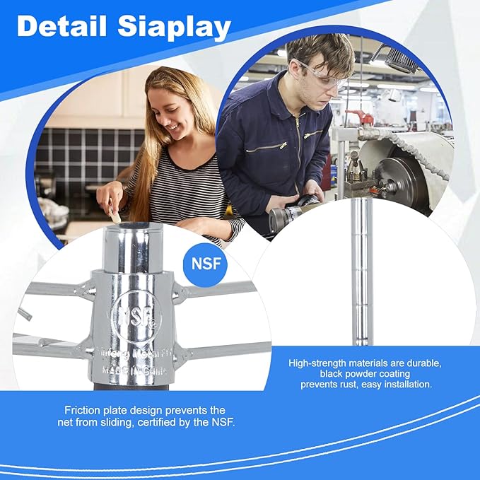 PayLessHere | 4-Tier Wire Shelf | 18"x12"x44" | Chrome | Adjustable Racks | Heavy-Duty Storage Shelves, Holds Upto 600 lbs | Rust-Resistant, No-Tool Assembly | for Home, Garage Shelving