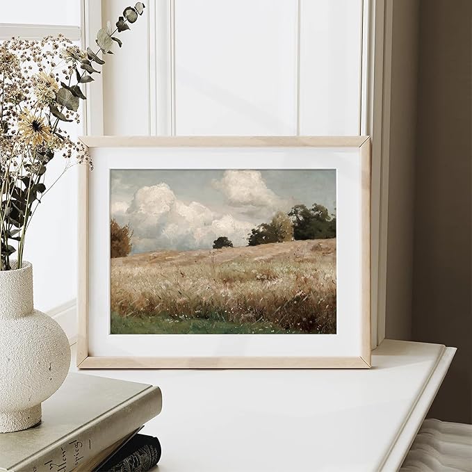 RETRART Vintage Wall Art, Wildflower Field Landscape Oil Painting - The Vast Grassland Wall Art Room Eclectic Decor - 8" x 10" Unframed Canvas Prints for Bedroom Living Room Bathroom Wall Decor