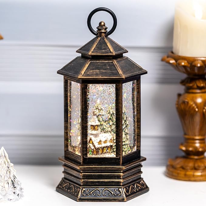 Christmas Snow Globes Church Nativity Water Lantern,Silent Night Music, Holiday Decorations Gifts for Family Children or Friends