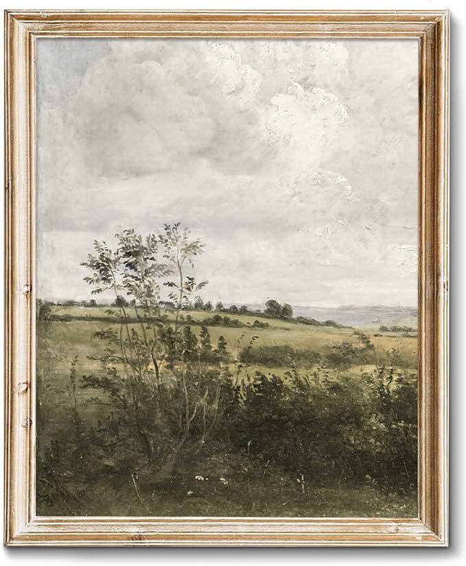 RETRART Vintage Farmhouse Canvas Wall Art - Wildflower Field Landscape Painting, Wall Art Spring Art for Living Room Bedroom Kitchen - 8" x 10" - UNFRAMED